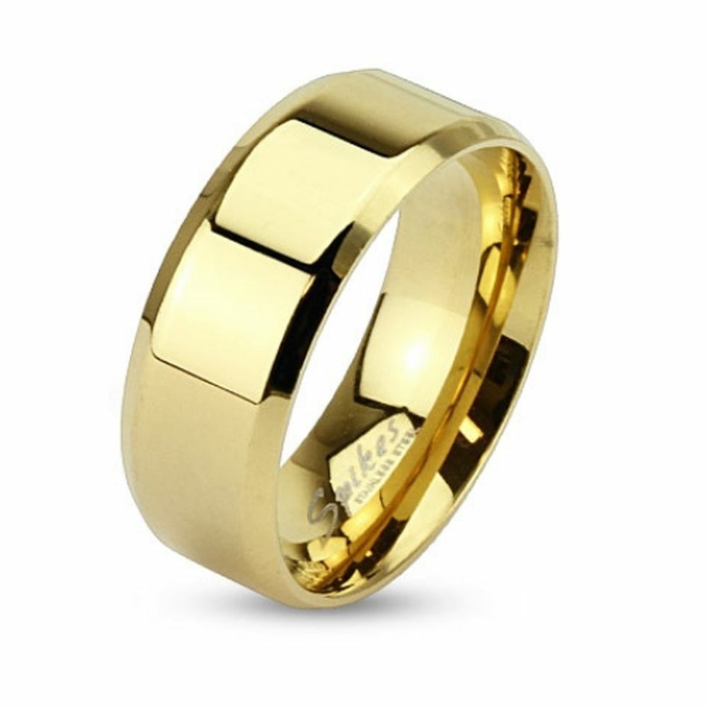 Ring abgerundete Kanten Gold aus Edelstahl Unisex