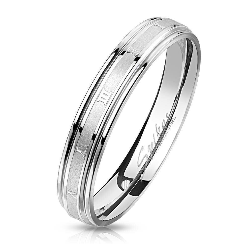 54 (17.2) Ring römische Nummern Silber aus Edelstahl Unisex