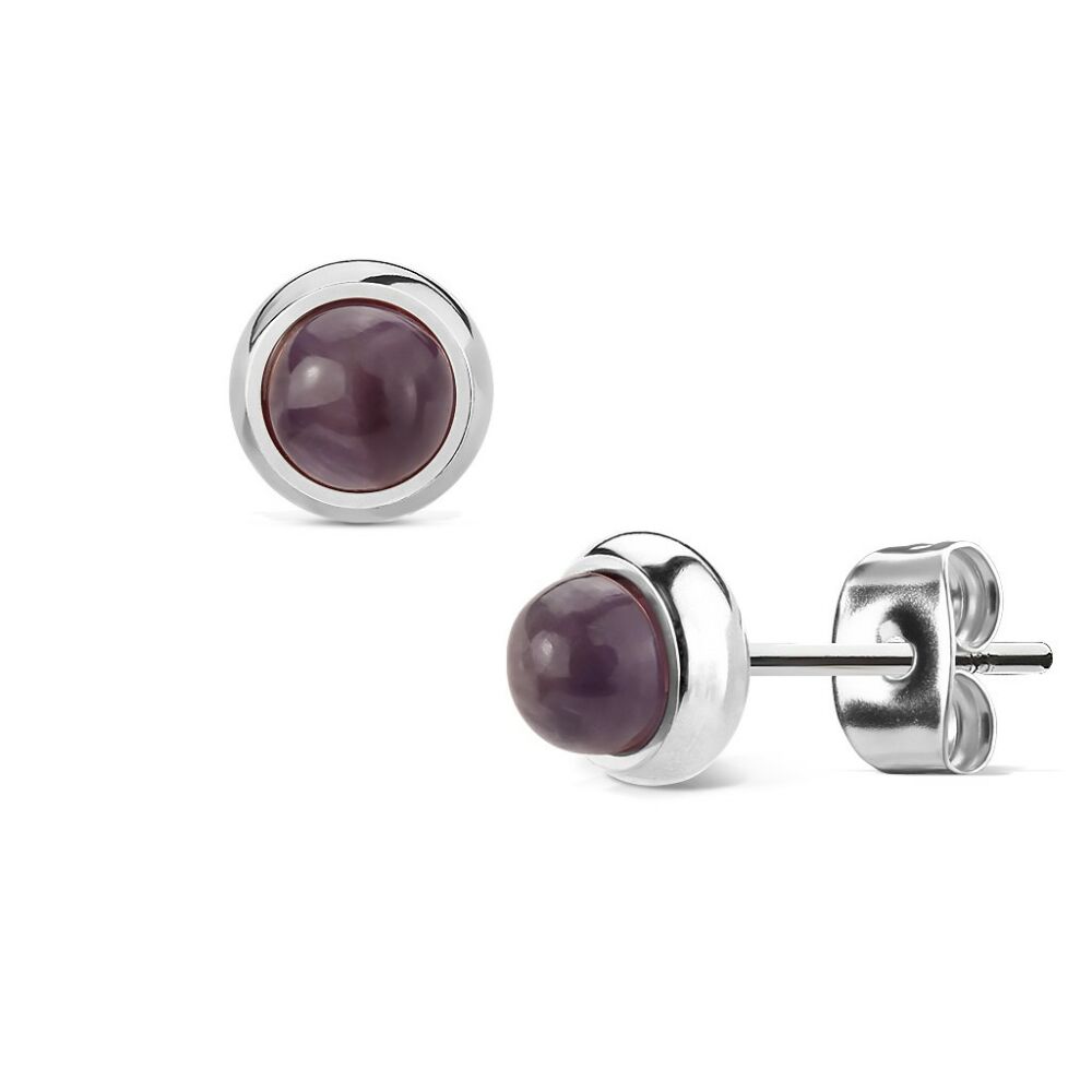 Ohrstecker Amethyst Silber aus Edelstahl Unisex