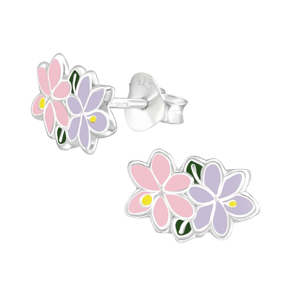 Ohrstecker Blumen pink aus .925 Silber Kinder