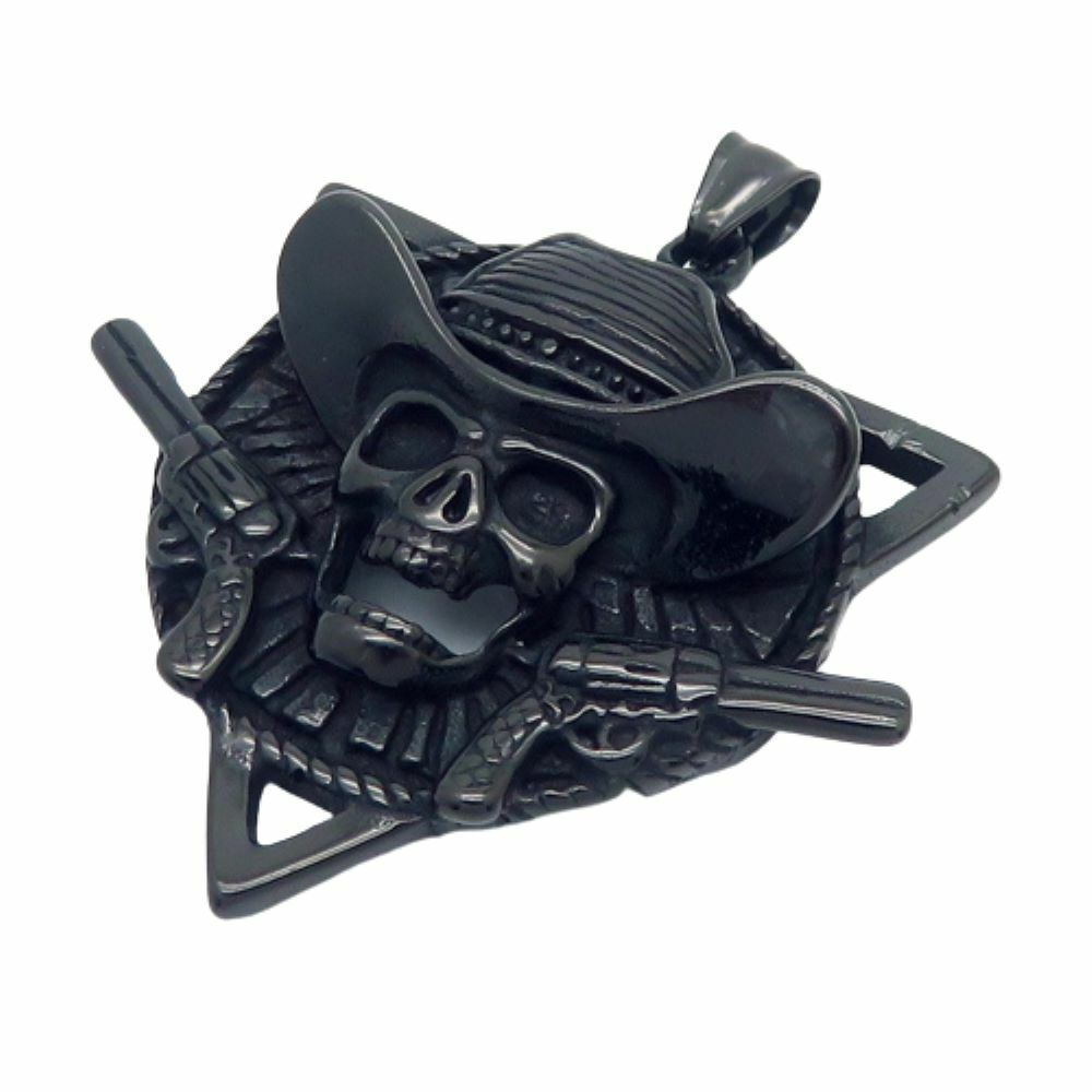 Anhänger Cowboy Skull Schwarz aus Edelstahl Unisex