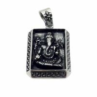 Anhänger indischer Gott Ganesha Silber aus Edelstahl Unisex