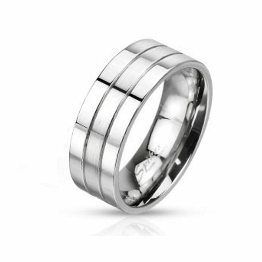 49 (15.6) Ring dreireihig Silber aus Edelstahl Unisex