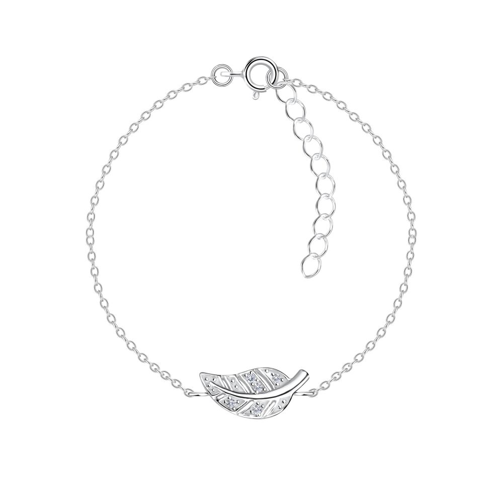 Armband Blatt mit Kristall aus 925 Silber Damen