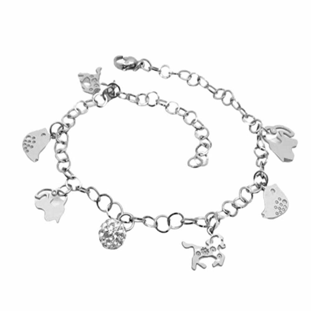 Bettelarmband Tiere & Feridokugel Silber aus Edelstahl Damen