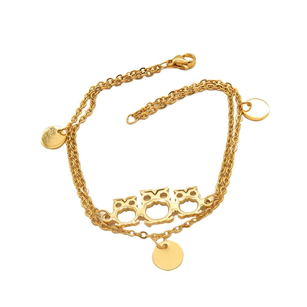 Bettelarmband Eulen gold aus Edelstahl Damen