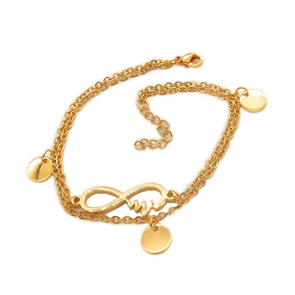 Bettelarmband Infinity und Heartbeat gold aus Edelstahl Damen