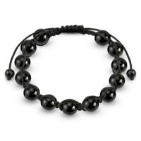 Perlen-Armband Obsidian schwarz Bindeknoten Unisex