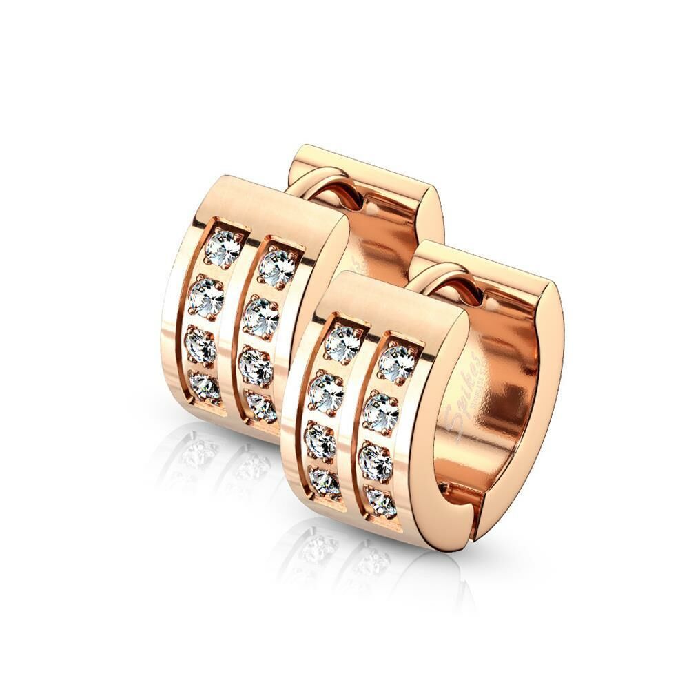 Creolen mit Zirkonia Rosegold aus Edelstahl Damen