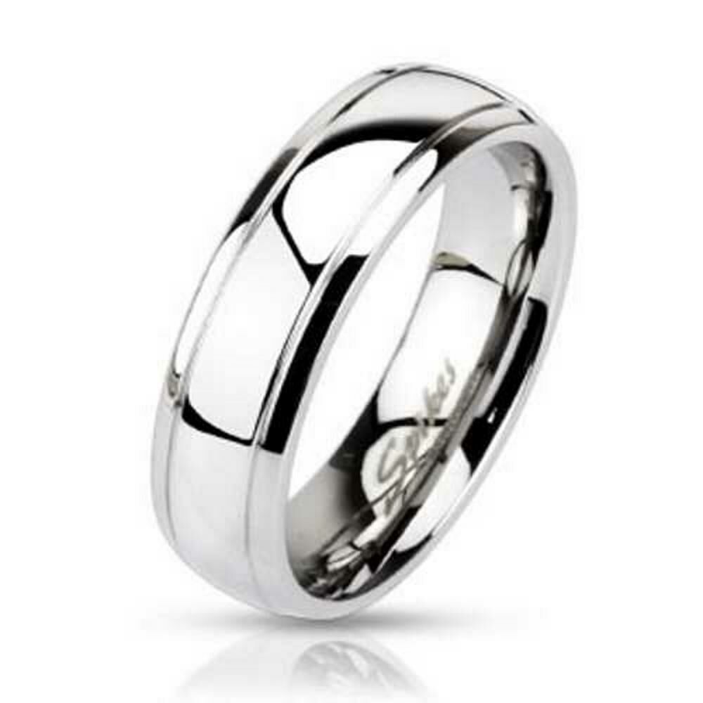 62 (19.7) Ring schmale Aussenringe Silber aus Edelstahl Unisex