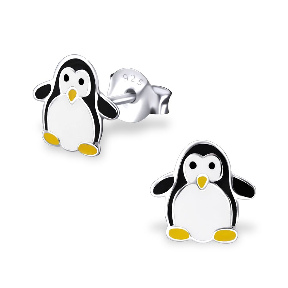 Ohrstecker Pinguin aus 925 Silber Kinder