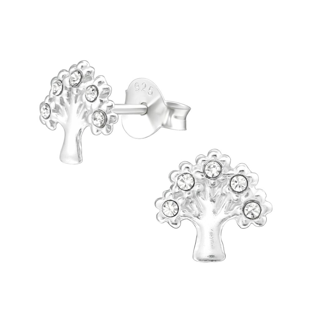 Ohrstecker Baum aus 925 Silber Damen