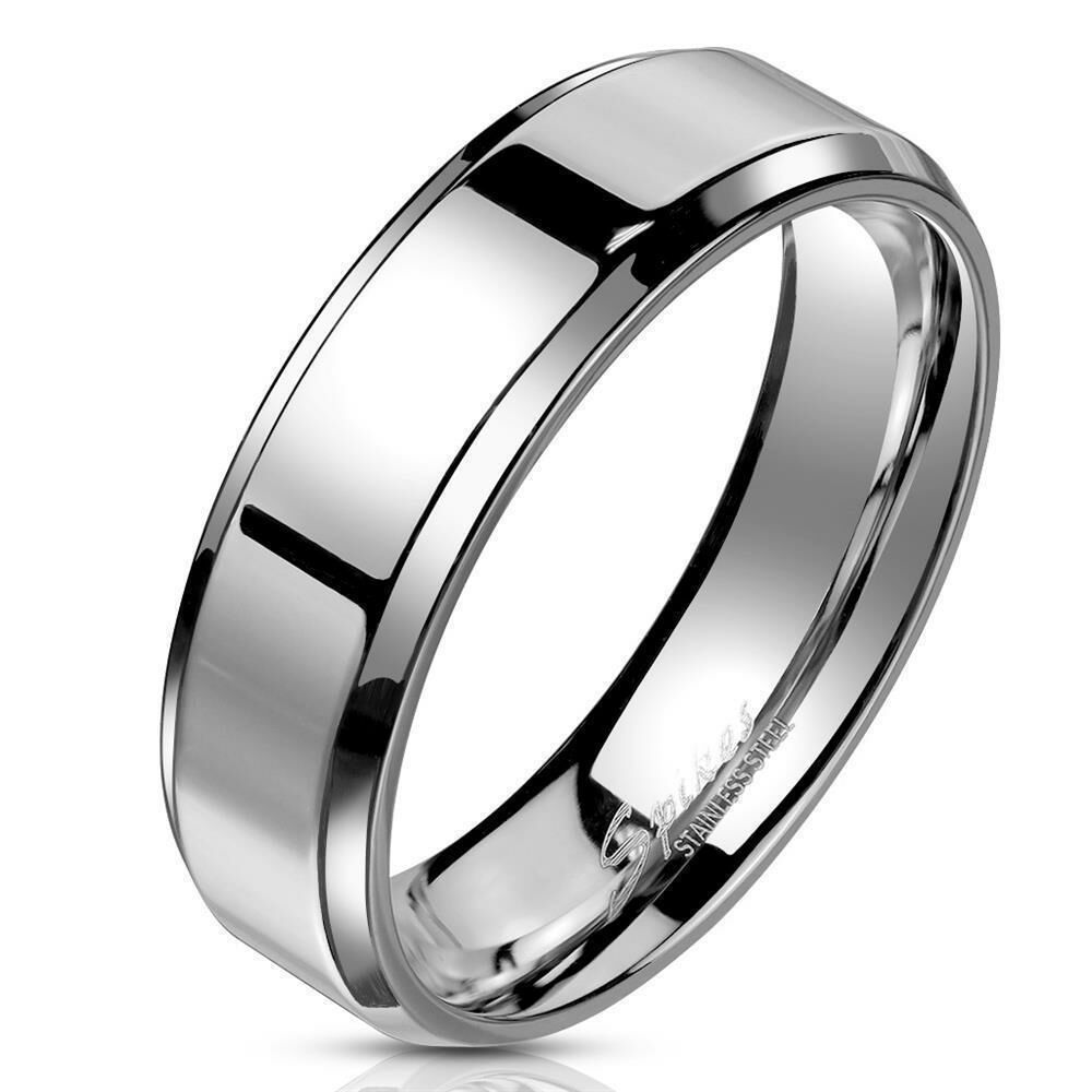 62 (19.7) Ring schräger Rand Silber aus Edelstahl Unisex