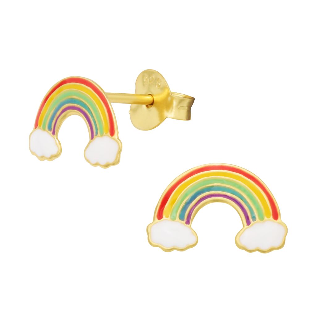 Ohrstecker Regenbogen gold/bunt aus 925 Silber Kinder