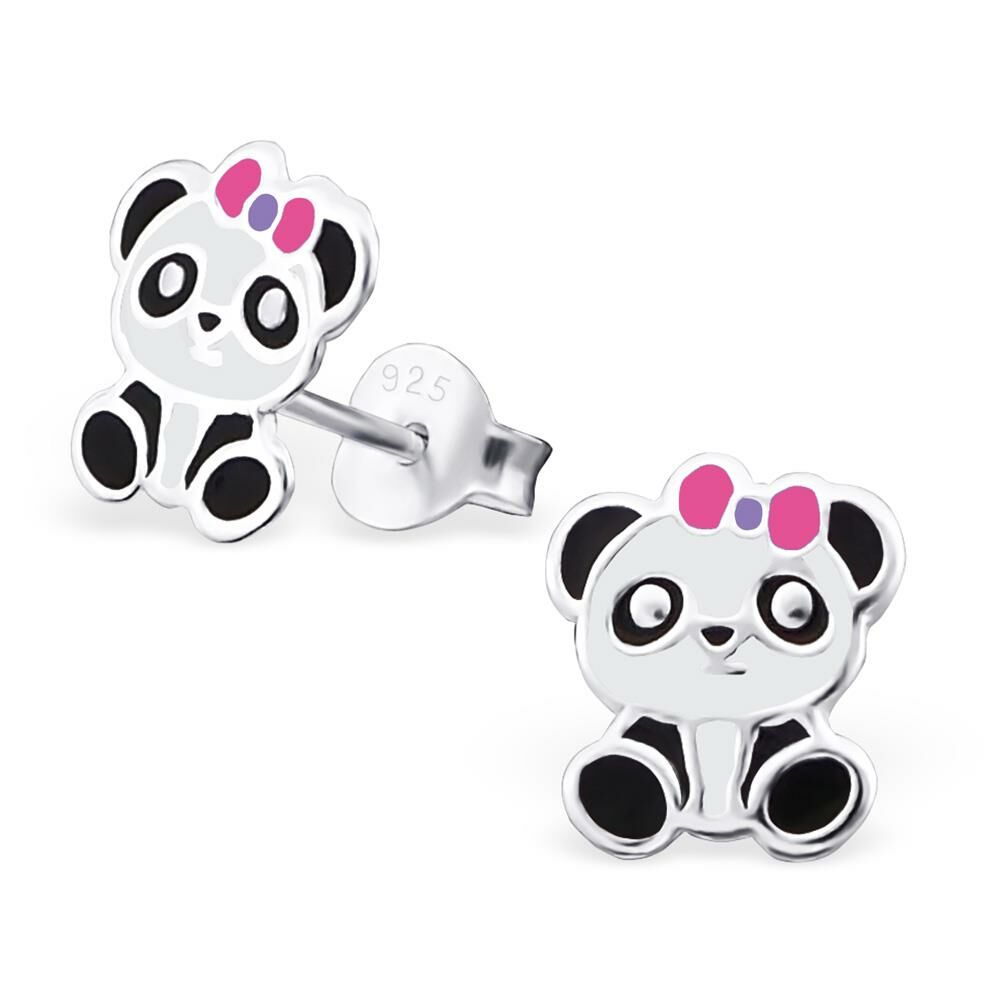 Ohrstecker Panda aus 925 Silber Kinder