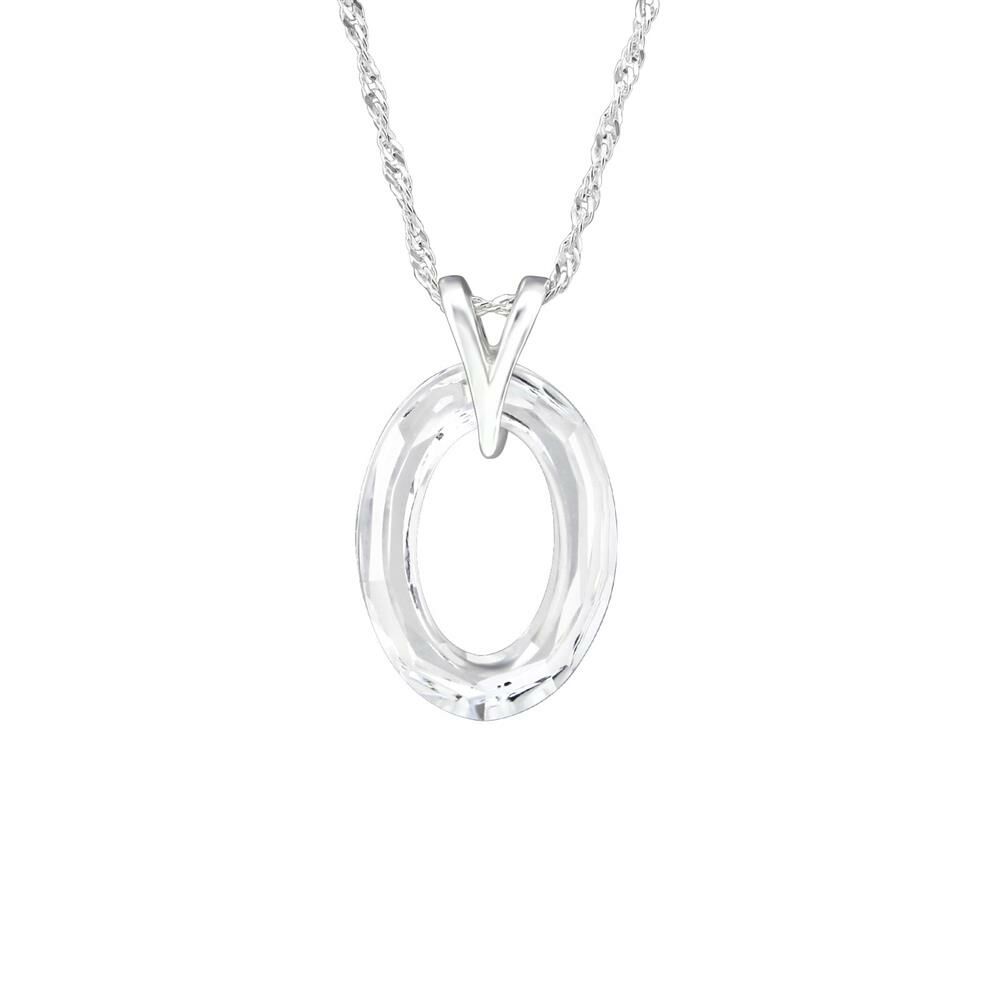 Kette mit ovalem LA CRYSTALE® Kristall aus 925 Silber Damen