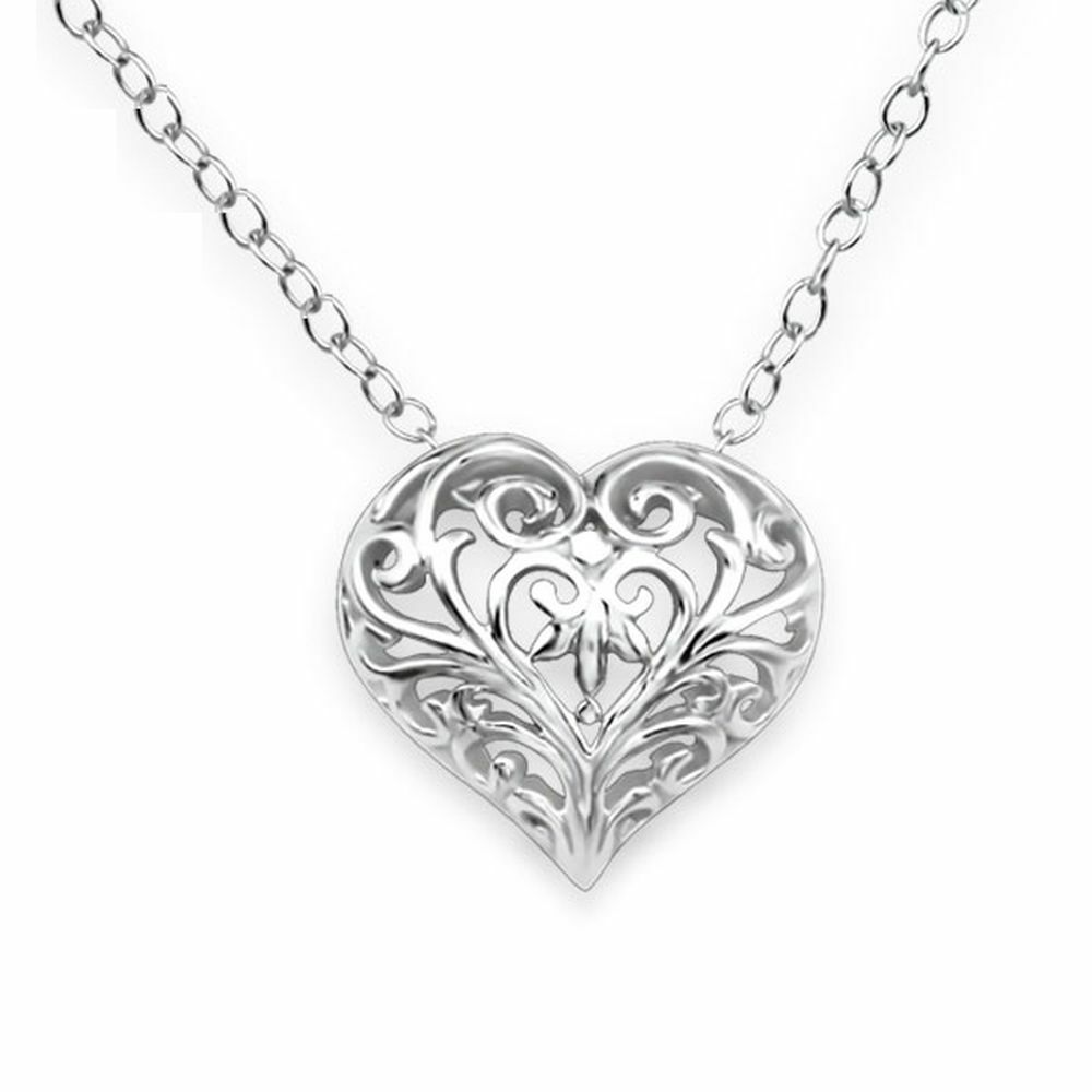 Kette Herz Ornamente aus 925 Silber Damen