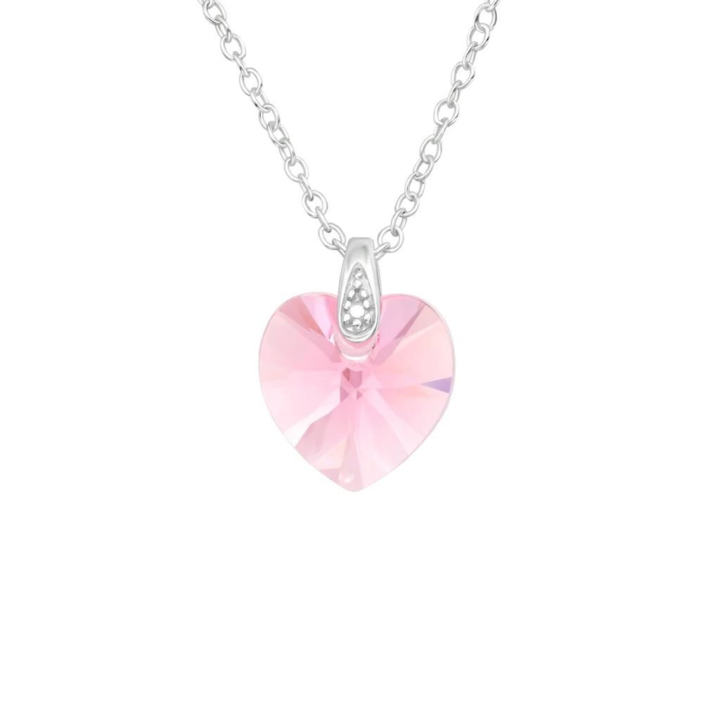 Kette mit LA Herz 41, aus CRYSTALE™ pinkem Silber Damen, Kristall 925