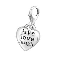 Anh&auml;nger Charm Herz &quot;live love laugh&quot; aus...