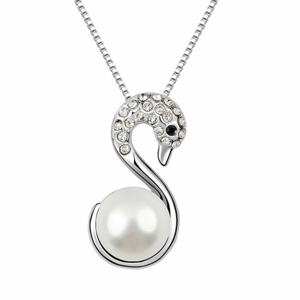 Kette Perlen Swan Silber aus Messing Damen