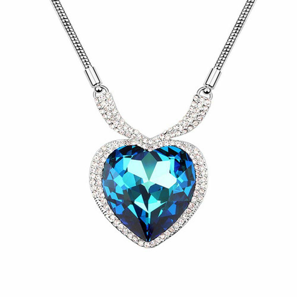 Kette Blue Heart Silber aus Messing Damen