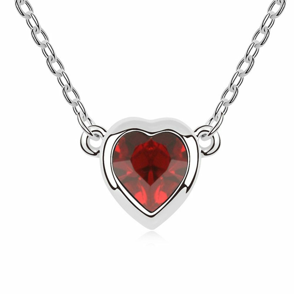 Kette rotes Herz Silber aus Messing Damen