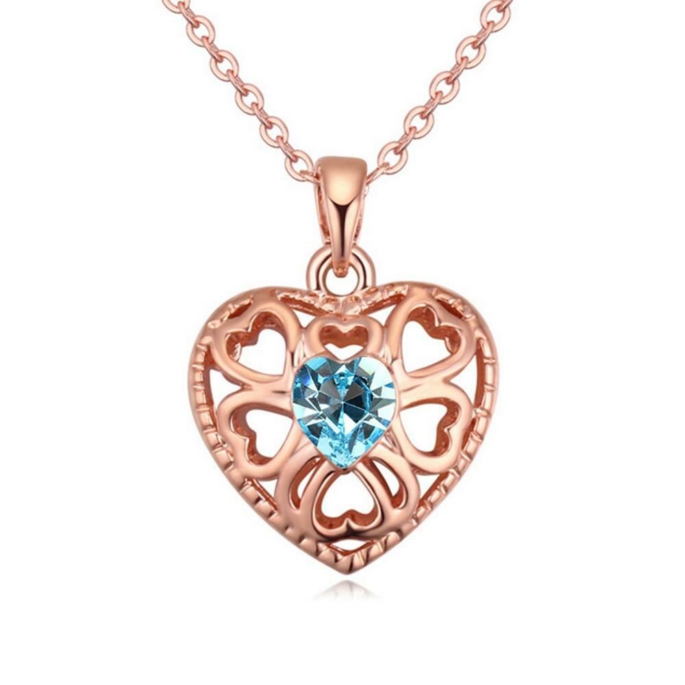 Kette Blue Heart Rosegold aus Messing Damen