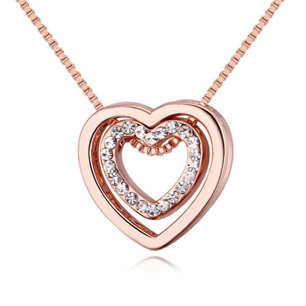 Kette Herz in Herz Rosegold aus Messing Damen