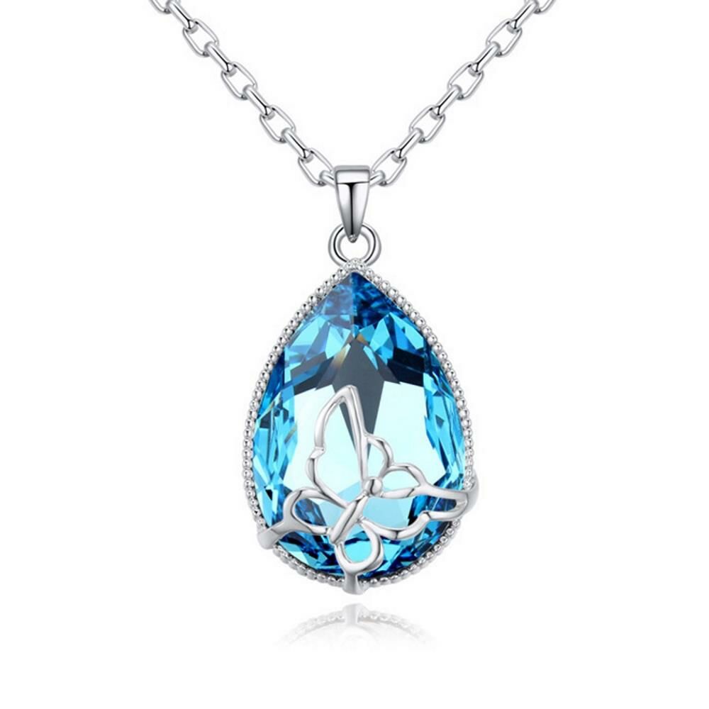 Kette Blue Drop Silber aus Messing für Damen