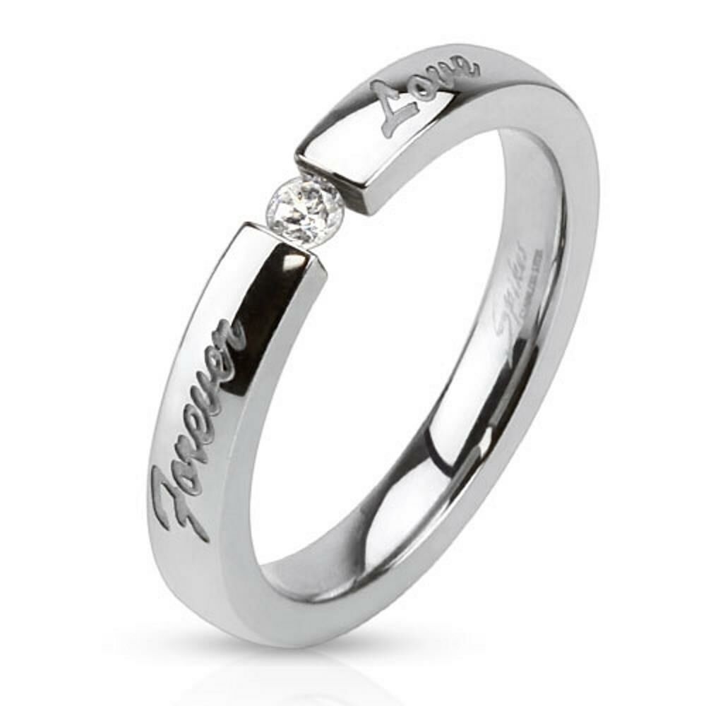 49 (15.6) Ring Forever Love eingraviert aus Edelstahl silber hochglanzpoliert Damenring