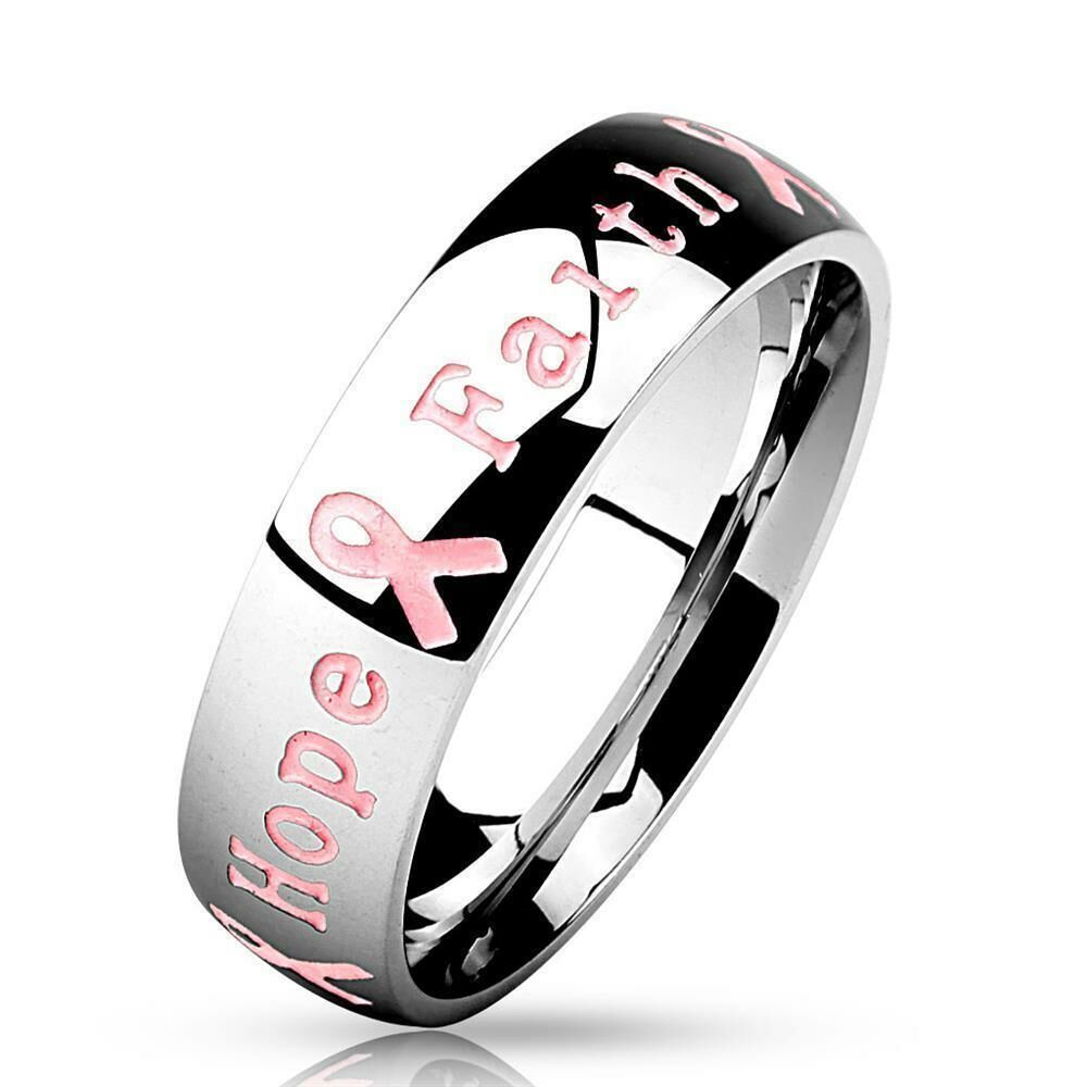 Ring Courage Strength Hope Faith Silber aus Edelstahl Unisex