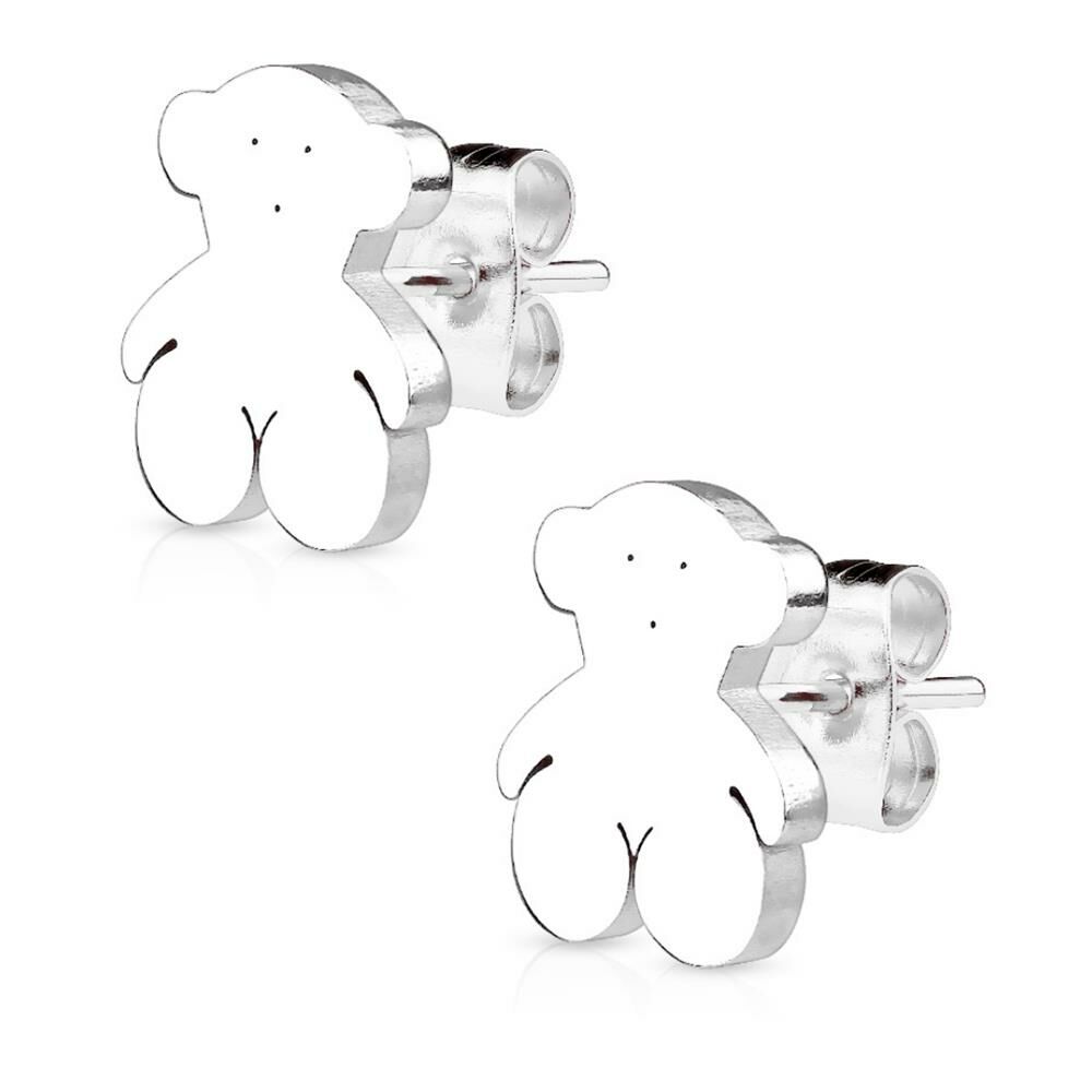 Ohrstecker Teddybär Silber aus Edelstahl Damen