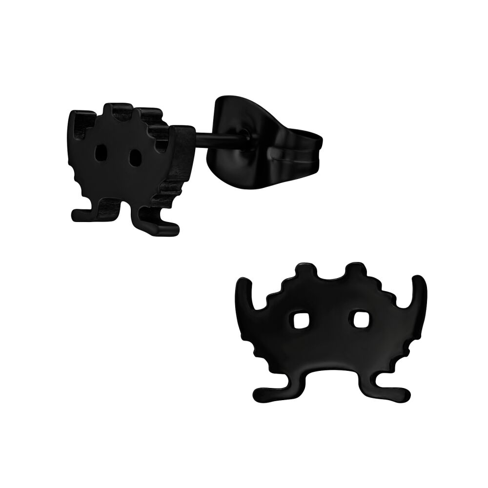 Ohrstecker Gamer Emoji schwarz aus Edelstahl Unisex