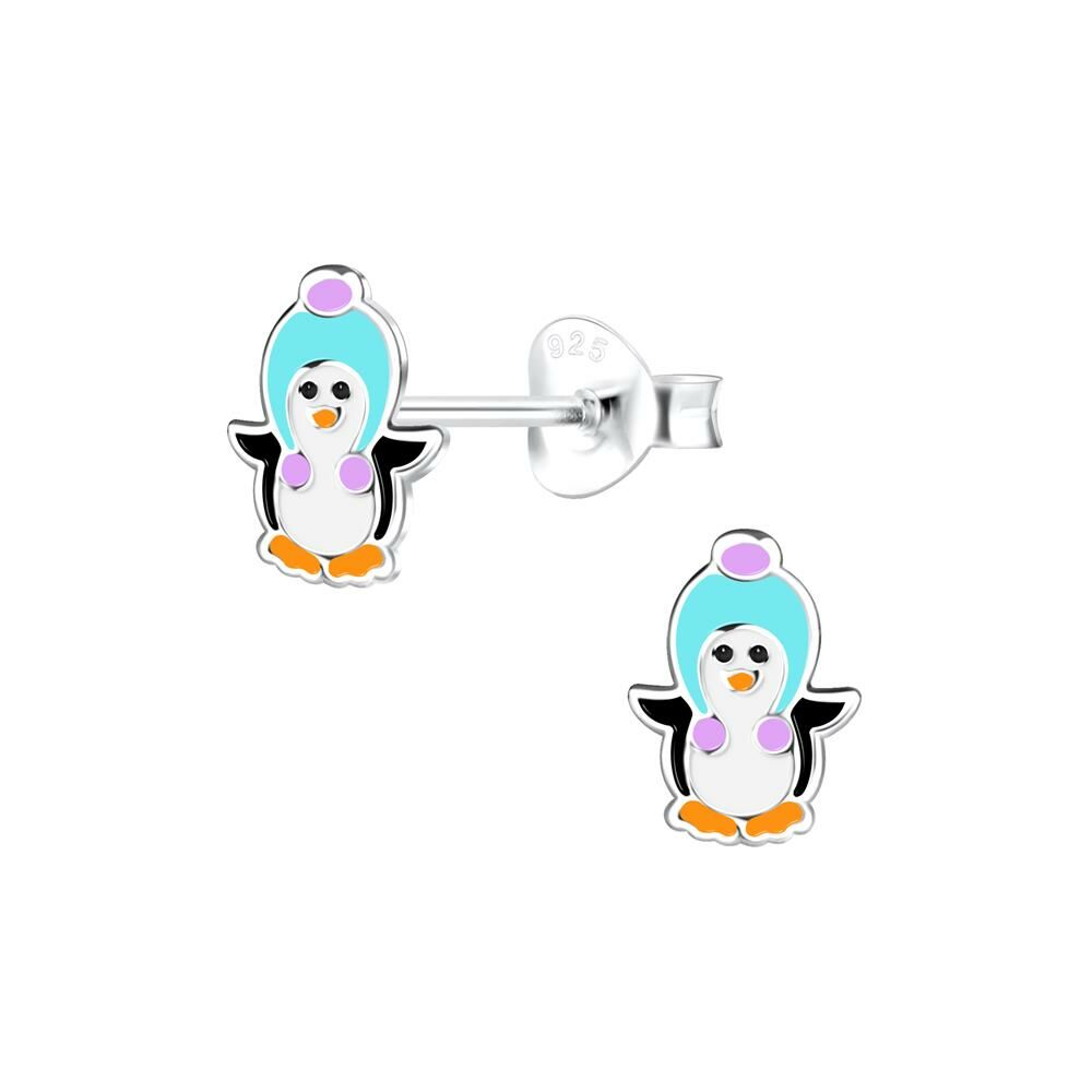 Ohrstecker Pinguin aus 925 Silber Kinder