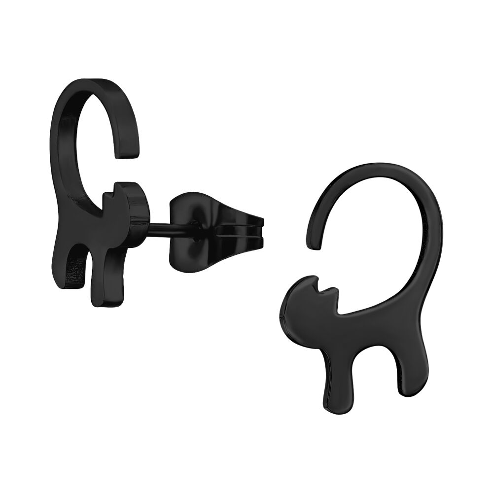 Ohrstecker Schwarze Katze aus Edelstahl Unisex