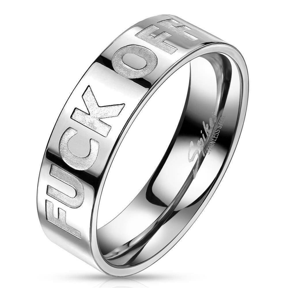 64 (20.4) Ring FUCK OFF Silber aus Edelstahl Unisex