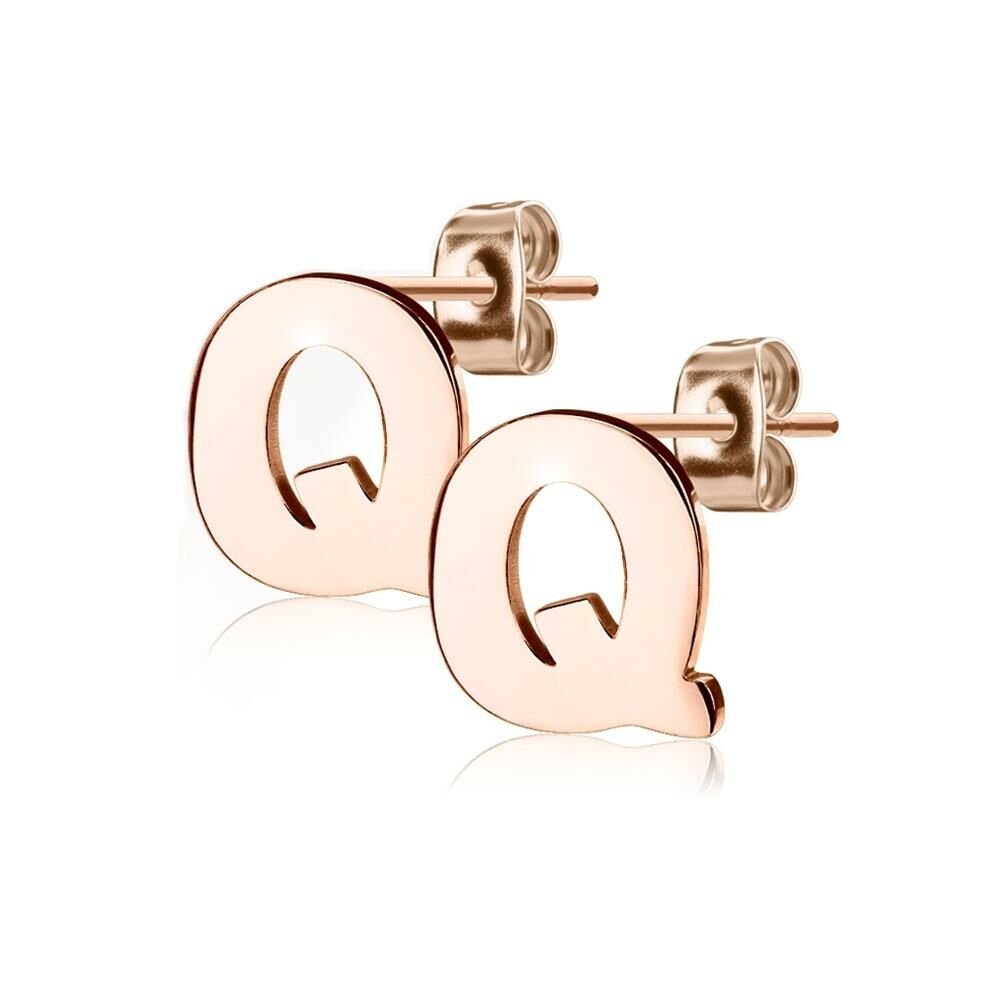 Q Ohrstecker Buchstaben Rosegold aus Edelstahl Damen