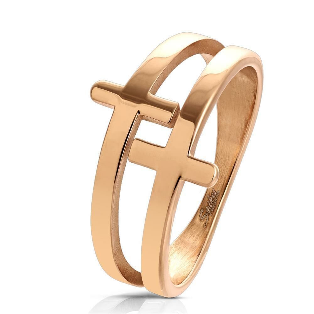 Ring Kreuze Rosegold aus Edelstahl Damen