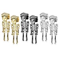 Ohrstecker Skelett aus Edelstahl Unisex - in Silber, Gold oder Schwarz erhältlich