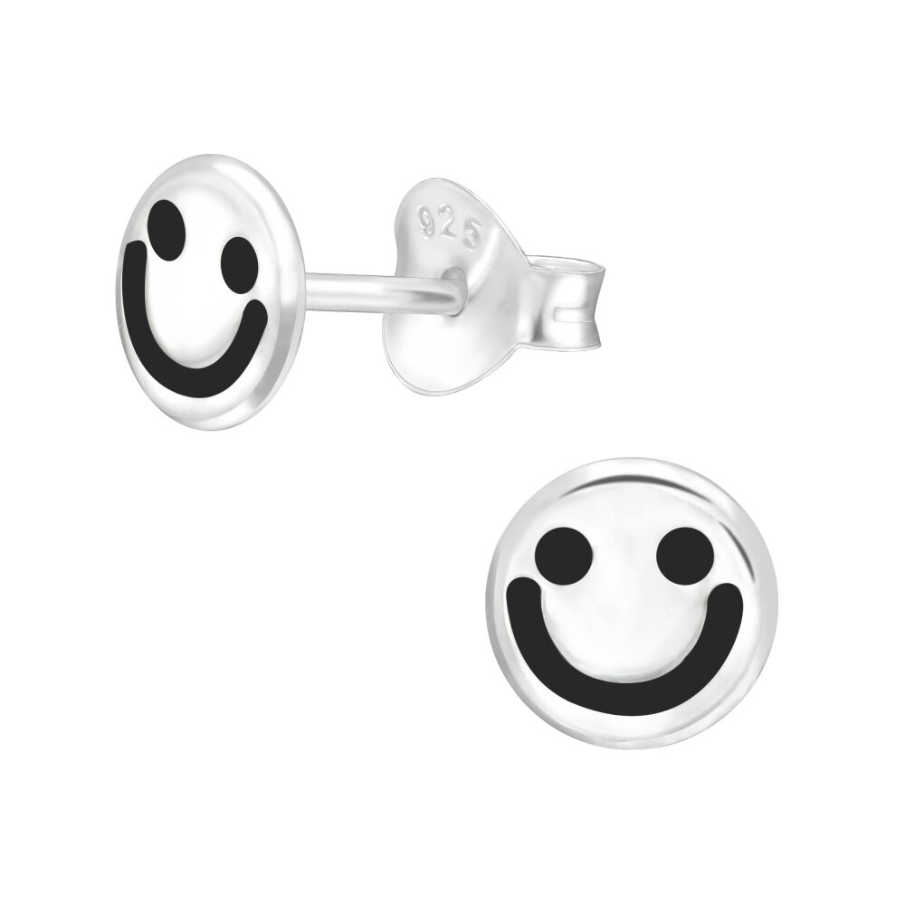 Ohrstecker kleiner lachender Smiley aus 925 Silber Kinder