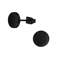 Ohrstecker Rund 8mm Schwarz aus Titan Unisex