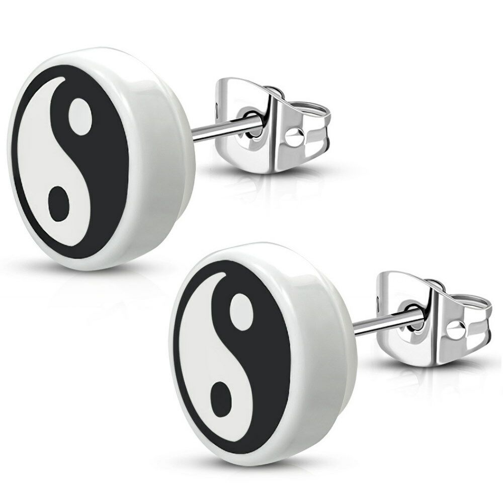 Ohrstecker Yin&Yang rund 10mm Silber aus Edelstahl Damen