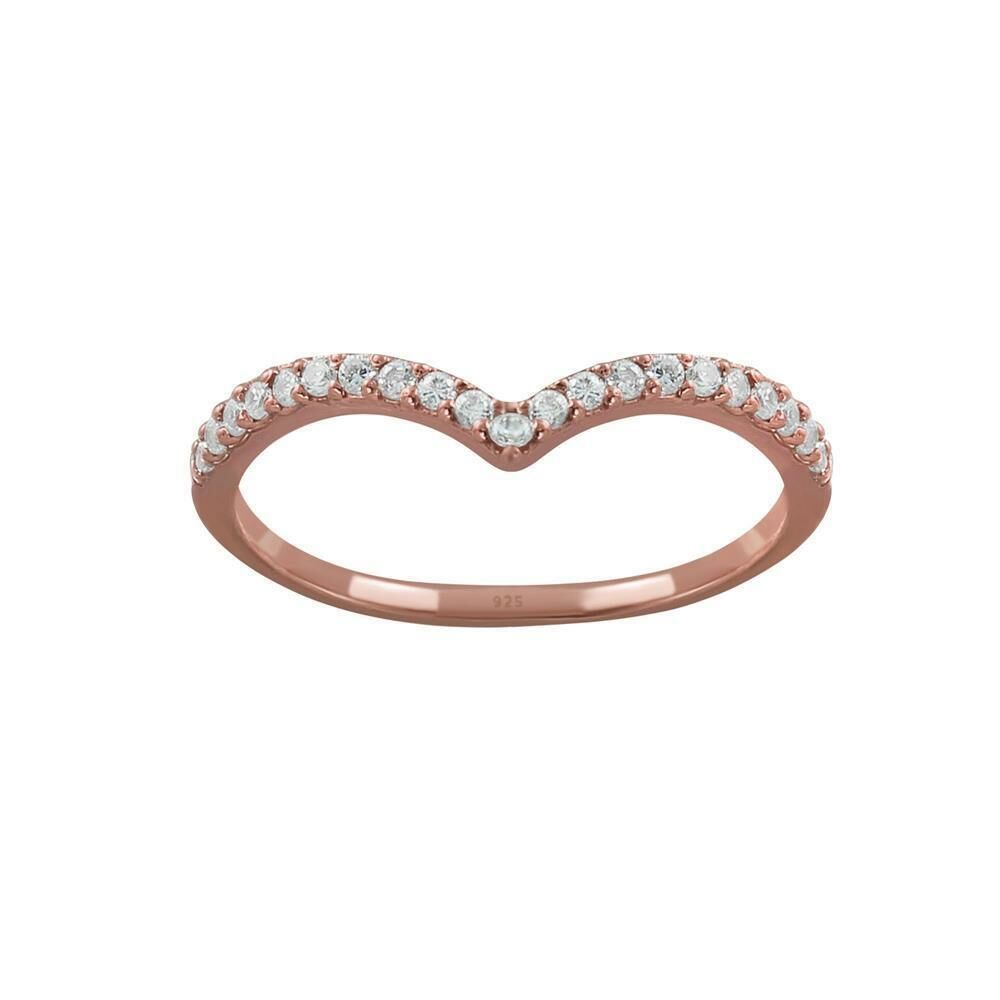 Ring mit 21 gefassten Kristallen Rosegold aus 925 Silber Damen