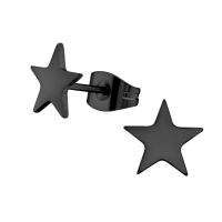 Ohrstecker schwarzer Stern aus Edelstahl Unisex
