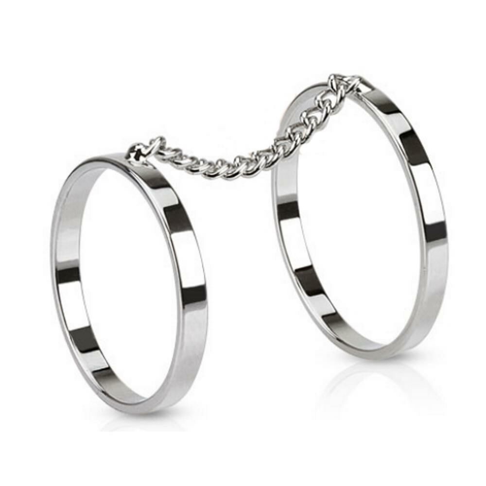 Zehenring Kette mit 2 Ringen Silber aus Messing Unisex