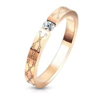 Ring Spannring mit Kristall und Gravur rosegold aus Edelstahl Damen