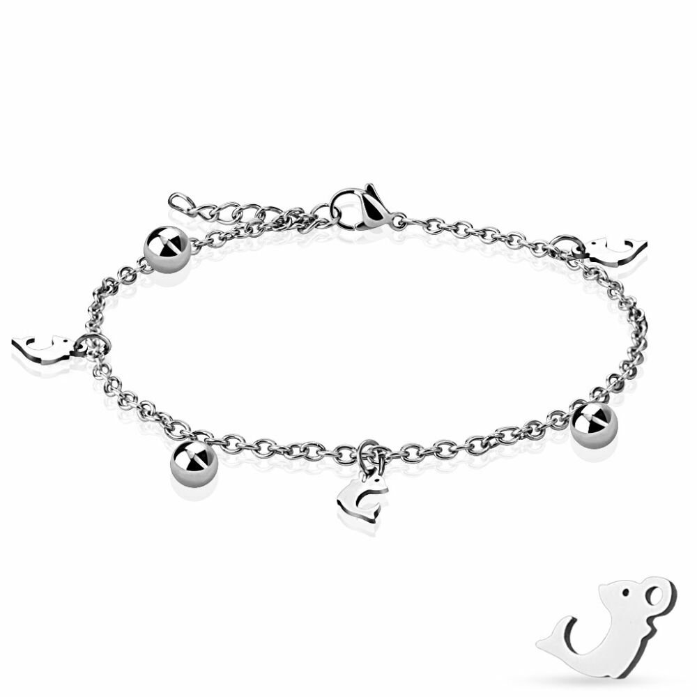 Bettelarmband Delfin Silber aus Edelstahl Damen