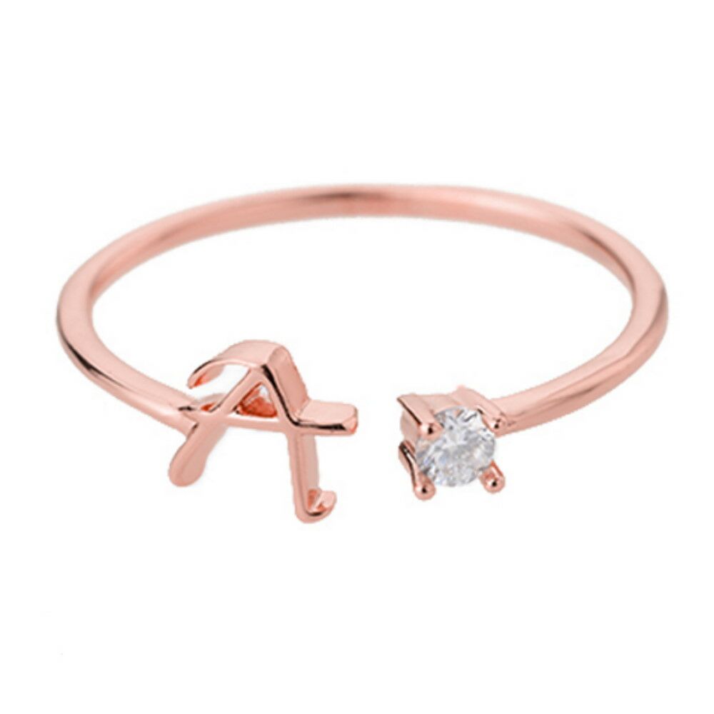 Buchstaben Ring Roségold aus Metall Unisex - Auswahl von A-Z