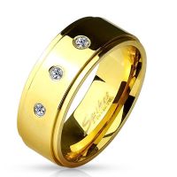 62 (19.7) Goldener Ring Damen mit 3 Kristallsteinen aus...