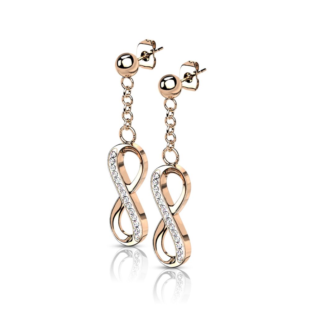 Ohrstecker mit Anhänger Infinity rosegold aus Edelstahl Damen